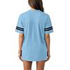Women V Neck Short Sleeve Casual Top with Football Flag Print Loose Fit Sports T Shirt for 2026 Event Design