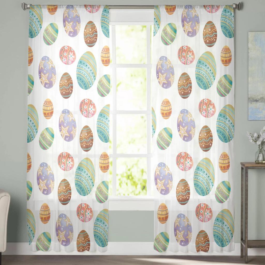 Пасхальные яйца фестивали тюлевые шторы для гостиной спальни вуаль прозрачная занавеска на окно домашний декор шторы