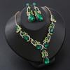 Women Necklace Earrings Set Luxury Symmetric Retro Rhinestone Hollow Out Anti-allergy Hanging