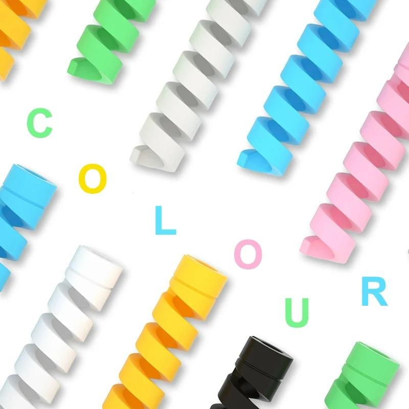 10pcs Silicone Cable Protector Spiral Winder Cord Saver Cover for USB Charger Phone Cable Accessories Durable Wire End Organizer