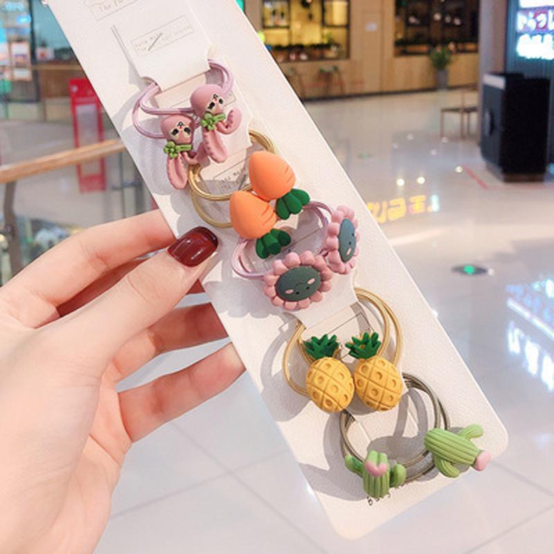 10 шт./набор Милые мультяшные животные Резинки Эластичные резинки для волос Детские головные уборы Аксессуары для волос Детская повязка на голову Украшения