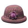Круглый купол Искусственный кроличий мех Плюшевая подкладка Ветрозащитная Однотонная Вязаная шапка Пожилые люди Осень Элегантный Цветочный декор Шляпа-ведро Модные аксессуары