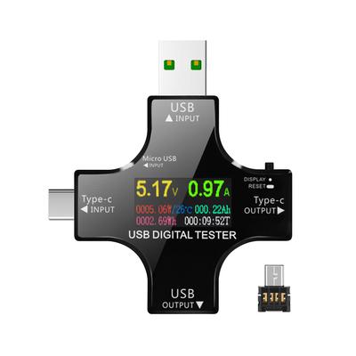 Тестер USB Type-C 2 в 1 с цветным IPS ЖК-экраном, USB вольтметр, амперметр, тестер тока и напряжения, BT-соединение, приложение