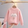 Child Sweater Autumn Winter Pullover Tops Girls Round Neck Sweaters Velvet Cartoon Long Sleeve Knitted Shirt