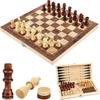 Jeu D'échecs,3 En 1 Echecs En Bois Échecs Dames Jacquet,Pliable Portable Ensemble D'échiquier,Chess Board Pour Enfants Adultes Fê