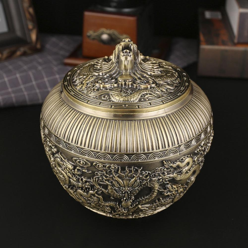 Airtight Lid Loose Tea Storage Container Bronze Metal Tea Canister  For Kitchen Cabinet