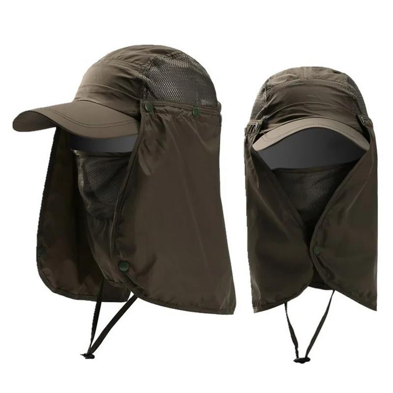 Practical Men Women Hat Outdoor Face Mask Wide Brim Bucket Sun Protection Cap for Fishing Hunting