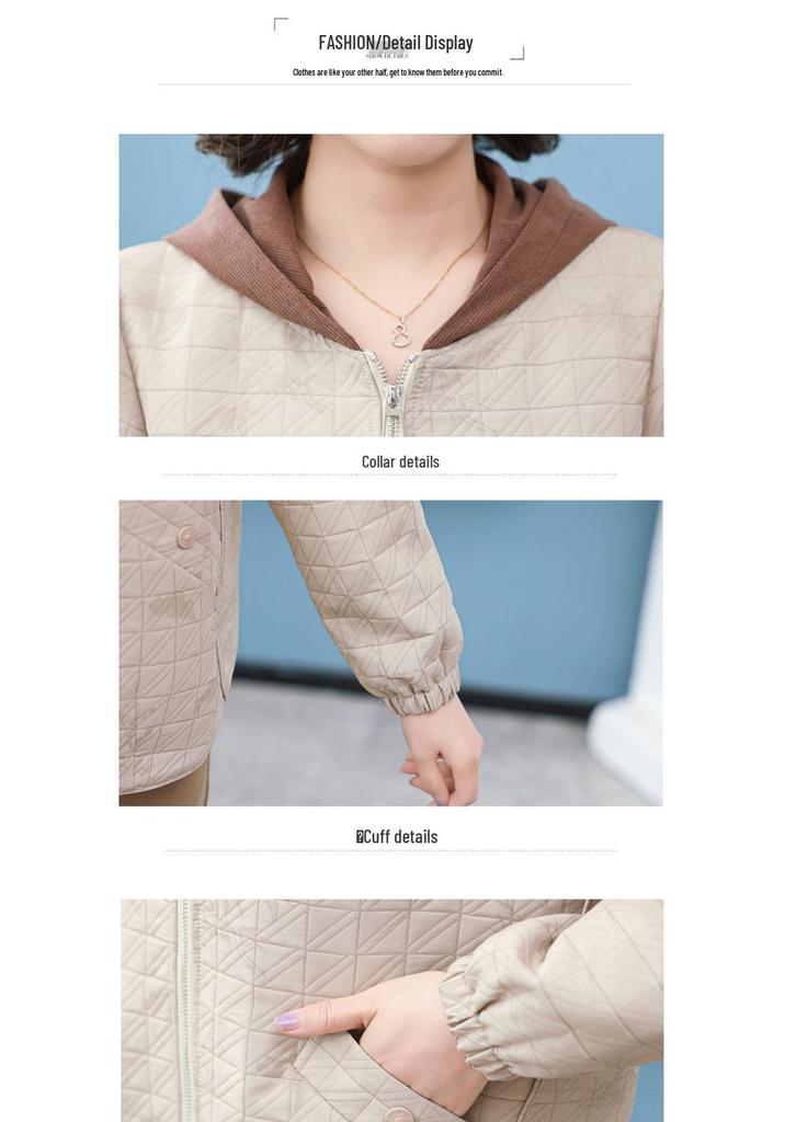 Stylish Autumn Hooded Jacket for Mothers - Versatile Spring & Autumn Casual Wear for Middle-Aged and Elderly Women