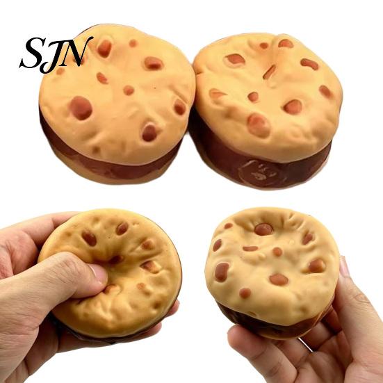 Tactile Feedback Stress Ball Crunchy Cookie Squeeze Toy, Bead Filled Fidget Realistic Soft Kneading Toy for Anxiety Replica Sensory with ASMR