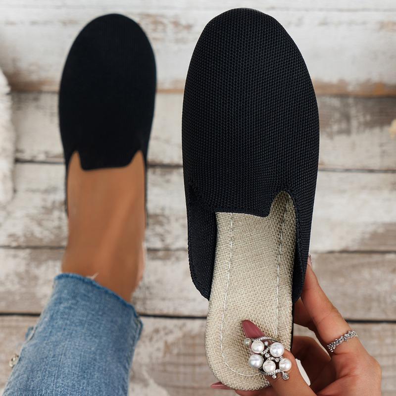 Женские полутапочки с острым носком, осенние новые женские повседневные прогулочные туфли без шнуровки на плоской подошве, женская легкая нескользящая повседневная обувь