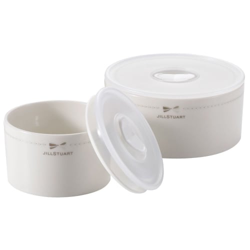 JILL STUART Microwave Pack Storage Containers, White, 2-Piece Set, Microwave Safe, Made In Japan, 41635-33455