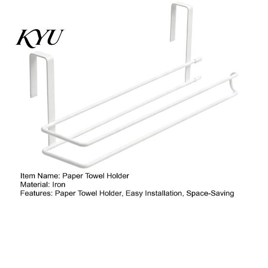 Adhesive Wrap And Foil Organizer Hanging Paper Towel Rack, Drill-Free Metal Organizer, Space Saving Kitchen Gadget Storage Rack for under Cabinet Door