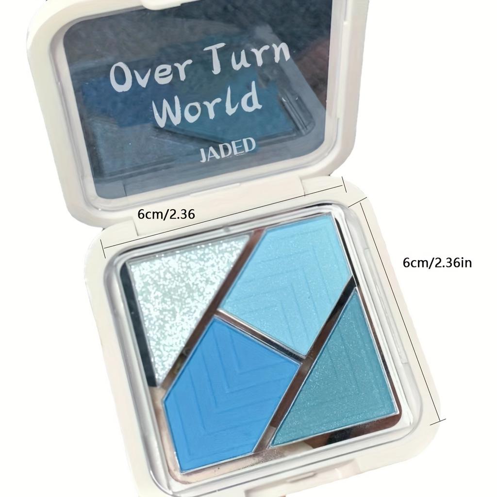 Portable Reverse World Four-color Eyeshadow Palette Spice Girl Pink Summer Blue Green Pocket Eyeshadow blue