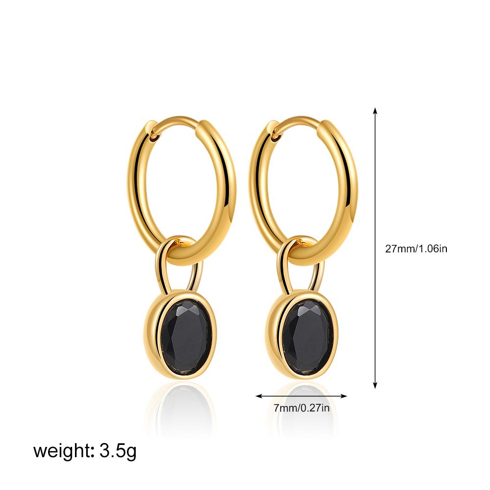 Multicolour Oval CZ Zircon Drop Earrings for Women Gold Plated Stainless Steel Hoop Huggie Earring Trendy Party Jewelry