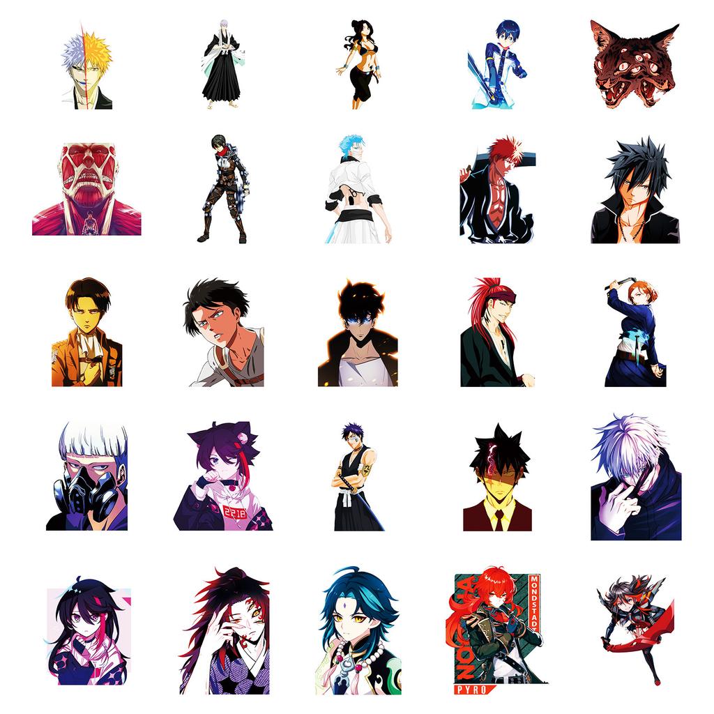 50 Two-Dimensional Japanese Animation Series Graffiti Stickers Blue-Haired Teenager Decorative Stickers