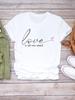 (Asian Size) Women Love Letter Trend Cute Sweet Short Sleeve Fashion Print Lady Tee Top Clothing Casual Tshirt Female Graphic T-shirts