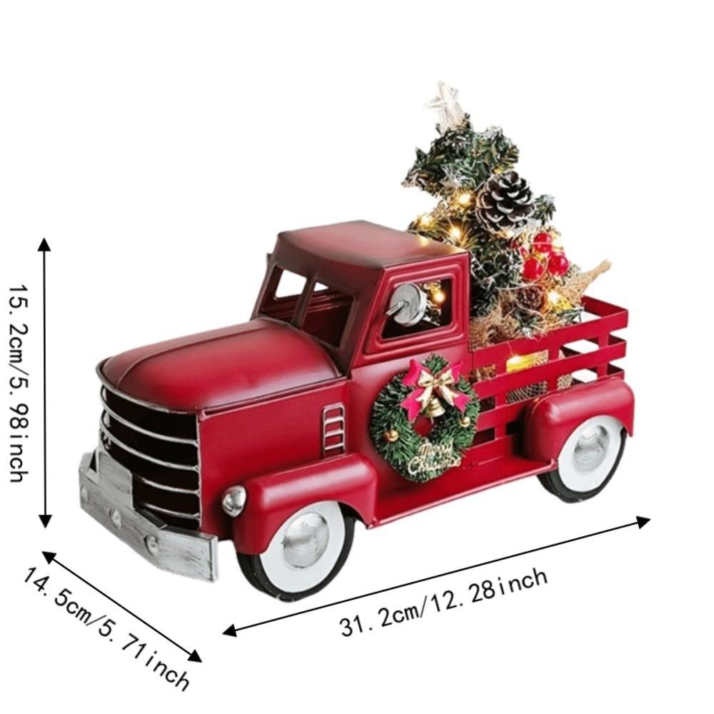 Vintage Christmas Pickup Truck Statue with Light Pickup Truck Model Collectibles