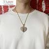 Hip -Hop Broken Heart Shaped Diamond Necklace Split Heart Couple Men And Women Pendant Accessories Jewelry