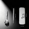 3pcs/set Outdoor Portable Dinnerware 316 Stainless Steel Chopsticks Spoons Set With Box Reusable Cute Flatware For Kids Students