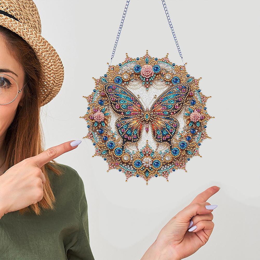 5D DIY Алмазная Живопись Точки Подвеска Двусторонняя Печать Стразы Алмазное Искусство Подвески на Окно для Сада Окна Декор