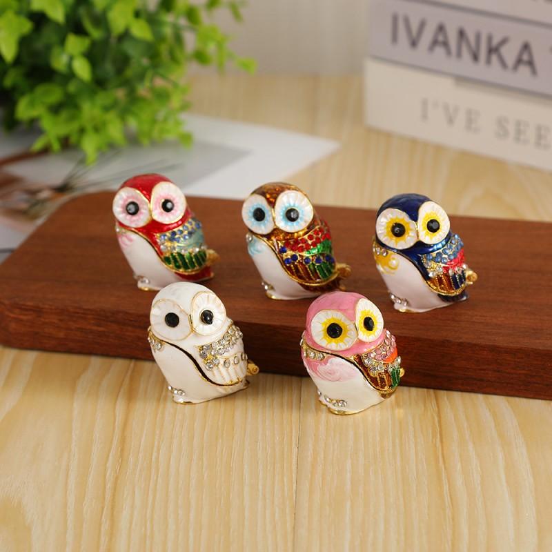 Zinc Alloy Owl Jewelry Box Small Desktop Organizer Earrings Bracelets Necklaces Nordic Style Gift