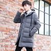Large Size Men's Jacket Men's Cotton-padded Jacket Medium and Long Casual Hooded Cotton-padded Jacket Men's Thickened Jacket