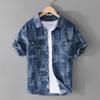 Men's Summer Short-Sleeve Denim Shirt - Casual, Trendy, and Versatile 715