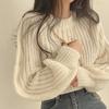 Loose Vintage Harajuku Lantern Long Sleeve Women Sweater Korean Autumn Winter Knitwear Soft Warm Tops Chic Solid Femme Sweater