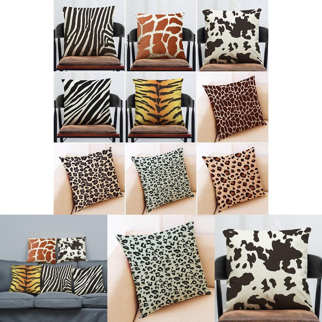 Skin Zebra Animal Leopard Print Pillow Case Sofa Throw Cushion Cover Decor