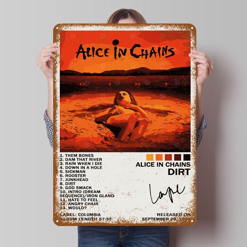 Alice In Chains - Dirt Album Cover Tinplate Signs Music Poster Decoration Living Room Decor Bar Things for Room Design Art Mural