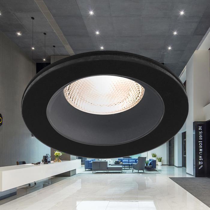 Support de spot encastrable rond noir IP54