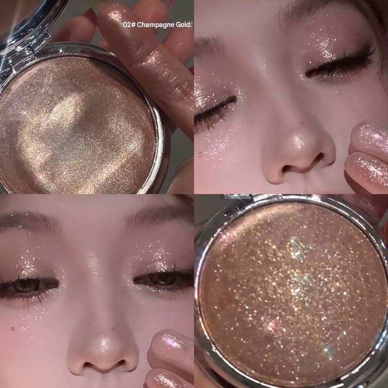 KAKASHOW Single Shade Halo Highlighter Balm 10g Glass-Sheen Wet-Glow Cream-to-Powder Portable Mirror