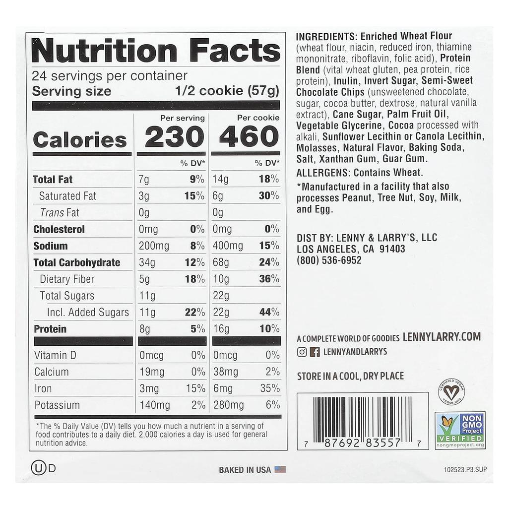 Lenny & Larry's The Complete Cookie®, Double Chocolate, 12 Pieces, 4 Oz (113 G) Each