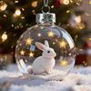 3D Animal Christmas Decoration Clear Plastic Xmas Ball Hanging Ornaments with Sparkling Star Accents for Winter Holiday Tree Decor
