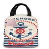 Anchor Lunch Bag Nautical Ocean Anchors Wave Stripes Marine Ship Sea Rope Tote Bags Reusable Insulated Thermal Lunch Bag