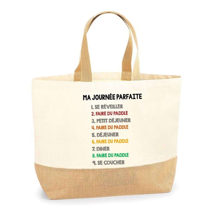 Tote bag en jute - PLANETEE - Paddle Journée Parfaite - Multicolore - Éco-responsable - Fabriqué en France