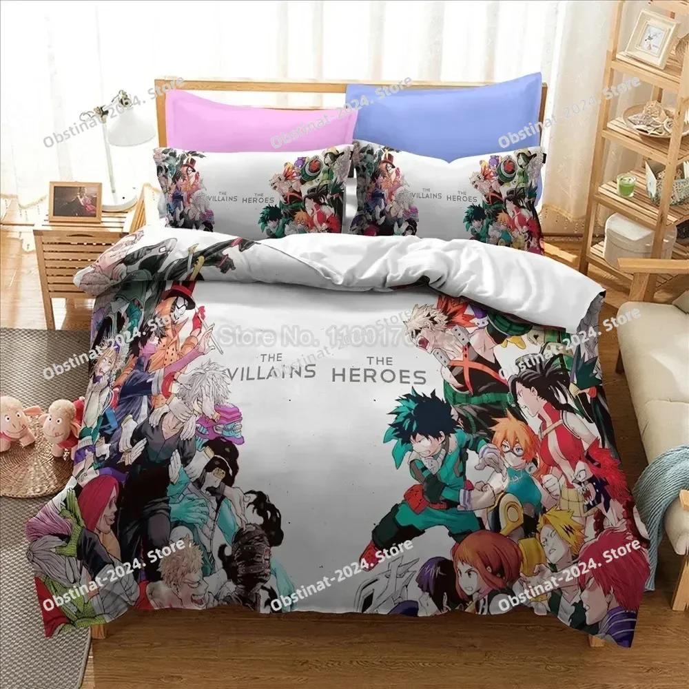 3D My Hero Academia Мальчики Японское Аниме Комплект Постельного Белья Печатный Комплект с Наволочкой Пододеяльник Размер Queen Super King