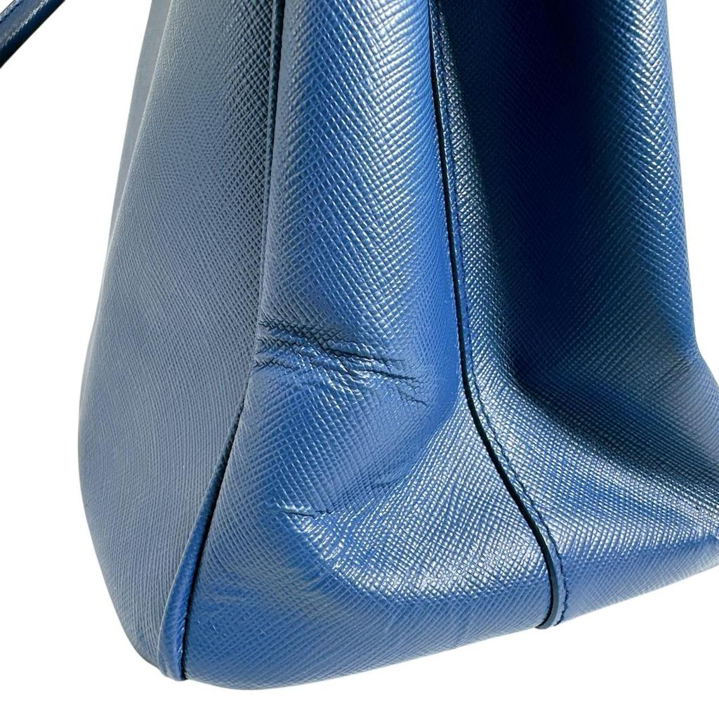 PRADA Sapphiano Galleria Handbag leather blue Women 1BA786 Used