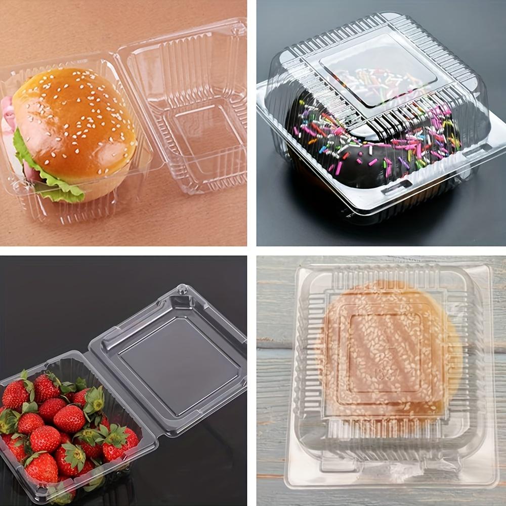50 Pcs Clear Plastic Hinged Take Out Containers Disposable Clamshell Food Cake Containers with Lids for Dessert, Cakes, Cookies, Salads, Pasta
