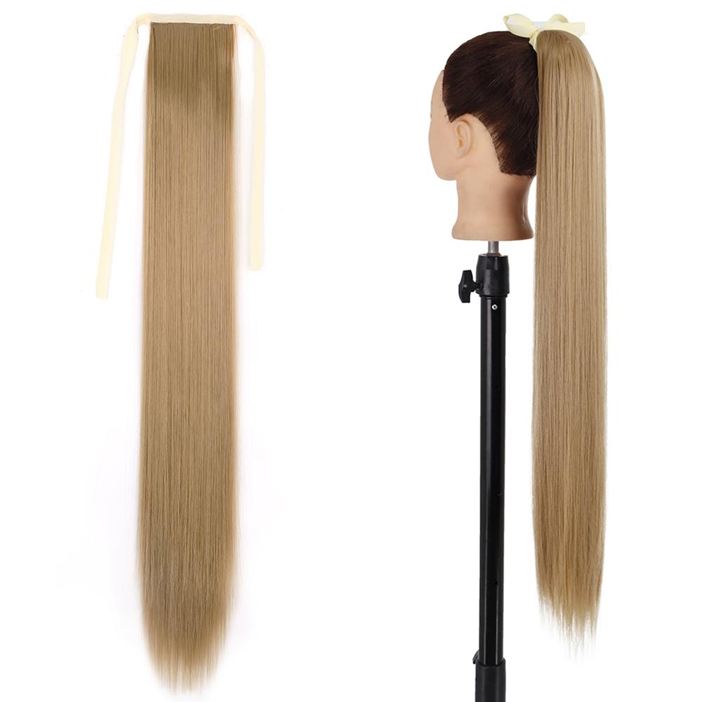 MISS WIG Synthetic Long Straight Hair Extension Wrap Around Clip In Heat Resistant Fiber Ponytail Natural Pony Tail for Women