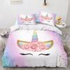 3D Unicorn Printed Bedding and Pillowcases 2 or 3 Girls' Room Bedding DE135 * 200 Full Size Soft and Quick Drying Home Decoration