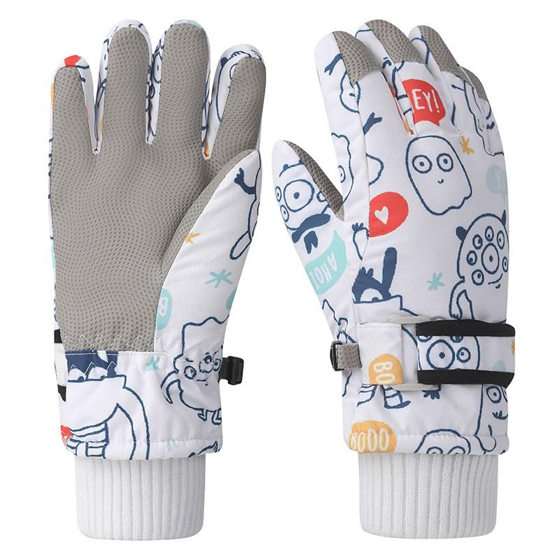 Kids Winter Warm Touchscreen Gloves Skiing Cycling Outdoor Play Cartoon Design Waterproof Fleece Lined