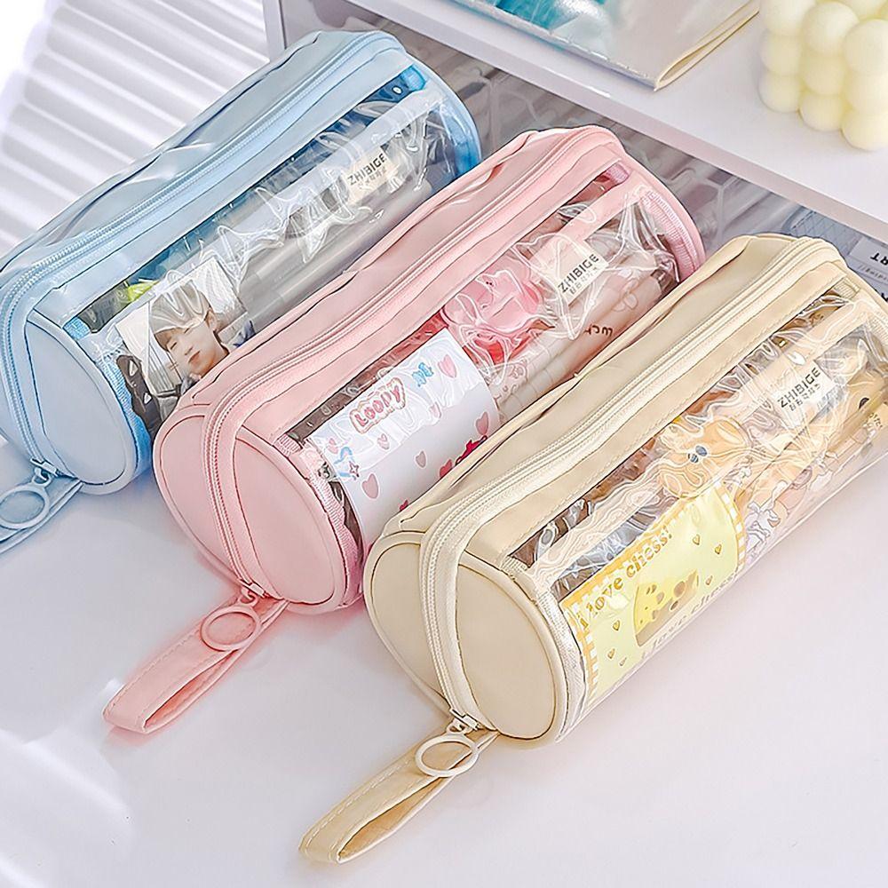 8 LAYERS Pen Bag Transparent Window Stationery Organizer Portable Pencil Case Student Gift