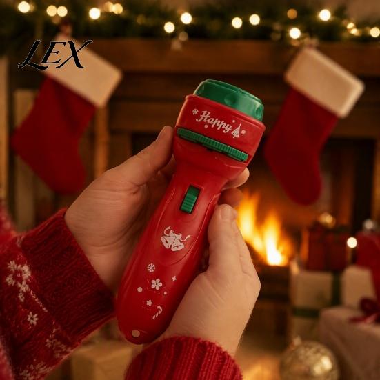 Educational Projector Lamp Kids Christmas Flashlight with 24/32 Patterns, LED Cartoon Projection Torch, Santa Claus Pattern Light Films, Boys
