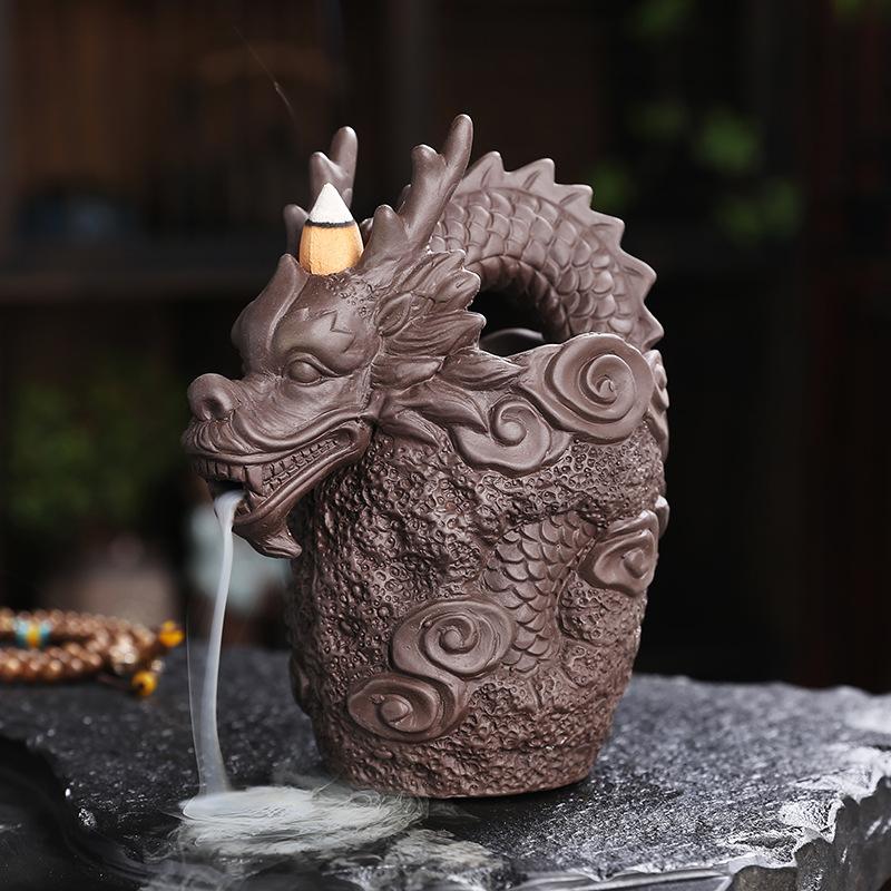 sand backflow incense burner sandalwood burner creative purple sand Xianglong household tea room handicraft ornament