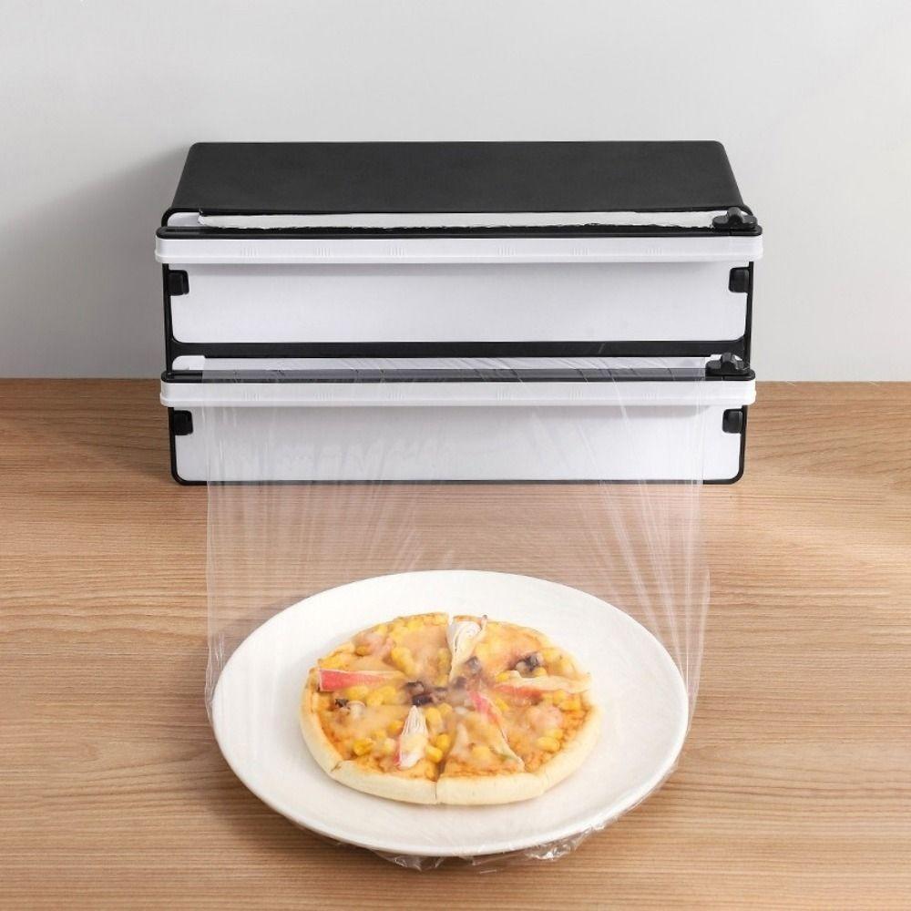 2 in 1 Cling Film Cutter Plastic Stretch Film Cutter Durable Cling Film Storage Holder for Kitchen