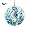 Durable Acrylic Coastal Decor Ocean Theme Pearl Art Hanging Ornament, 2D Flat Wall Sea Life Suncatcher, Beaded Pattern Window Decoration Souvenir