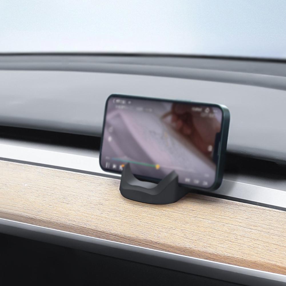 For Tesla Y Highland 2017-2025 Liquid Silicone Rubber Car Phone Holder Dashboard Air Vent Clip-on Stand Car Accessories