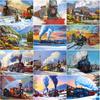 New 5D DIY Diamond Painting Train Scenery Diamond Embroidery Scenery Cross Stitch Full Round Drill Crafts Home Decor Gift