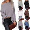 2023 Autumn Fashion Pullover Oblique Neck Loose Sweater Women's Knit Top